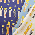 C/L canvas print fabric Nekono Textile "Can't Wait 'Til Night" - nomura tailor