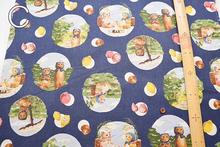 C/L canvas print fabric Nekono Textile "Hohkamuru Hibi - nomura tailor