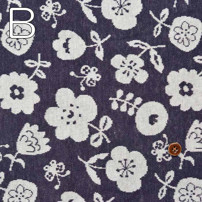 Cotton Knit Jacquard Fabric Scandinavian Flower - nomura tailor