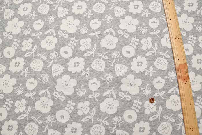 Cotton Knit Jacquard Fabric Scandinavian Flower - nomura tailor