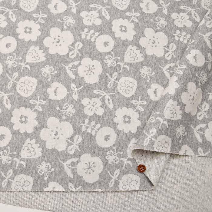 Cotton Knit Jacquard Fabric Scandinavian Flower - nomura tailor