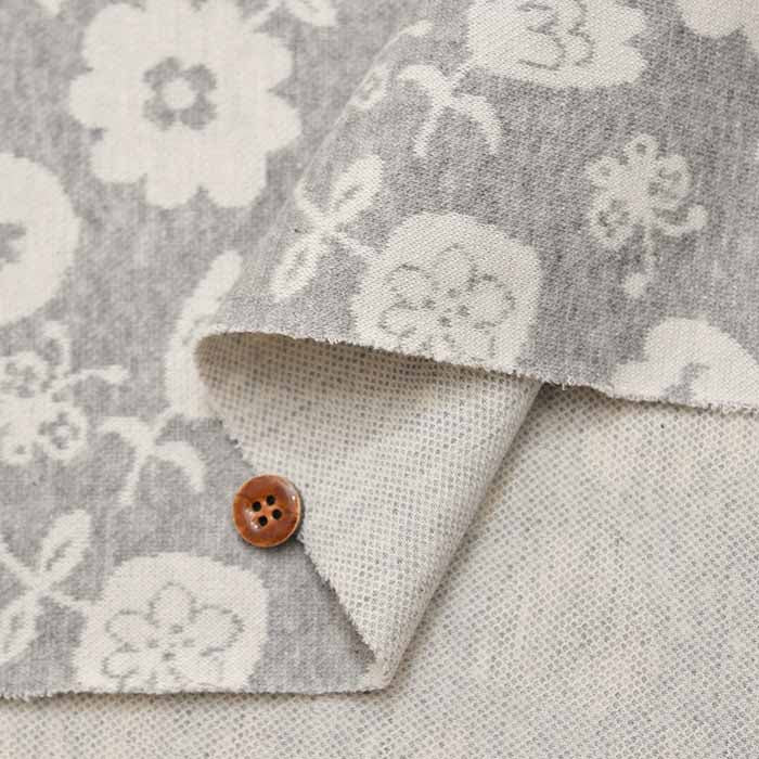 Cotton Knit Jacquard Fabric Scandinavian Flower - nomura tailor