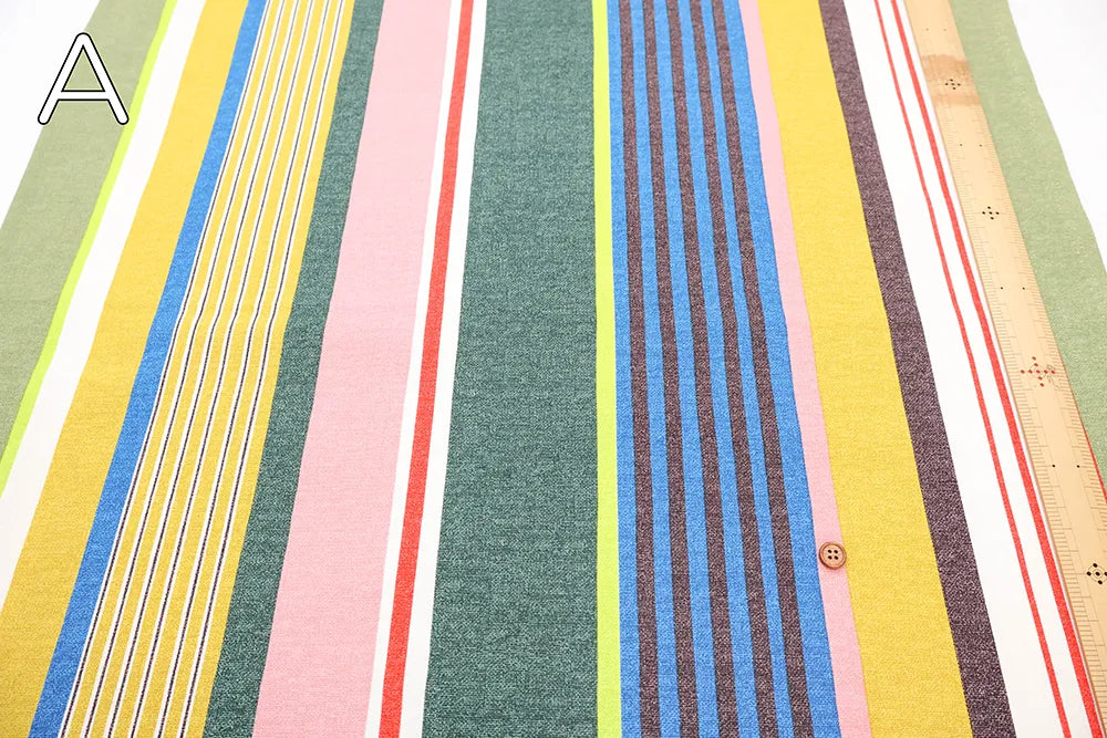 Cotton Oxford Printed Fabric - Dynamic Stripe - nomura tailor