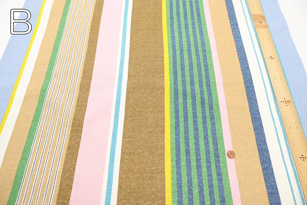 Cotton Oxford Printed Fabric - Dynamic Stripe - nomura tailor