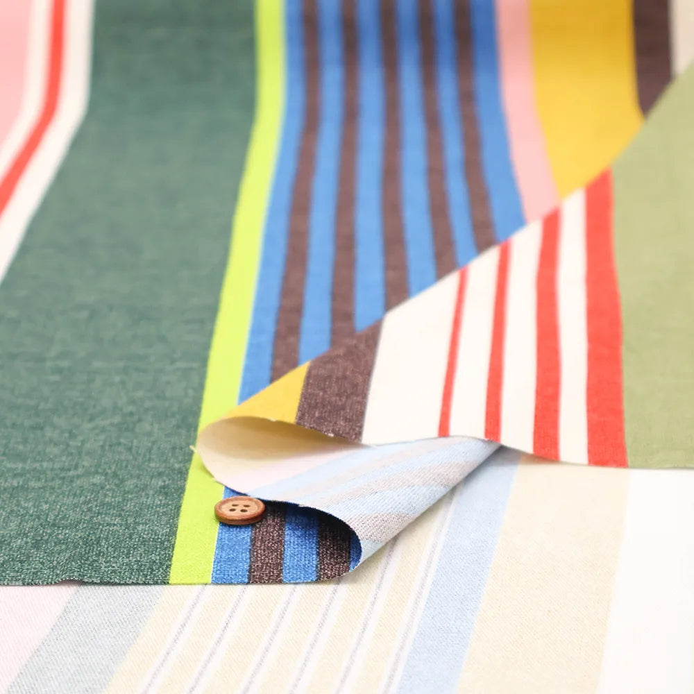 Cotton Oxford Printed Fabric - Dynamic Stripe - nomura tailor