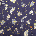 Cotton Sheeting printed Fabric - Constellations and Cats - nomura tailor