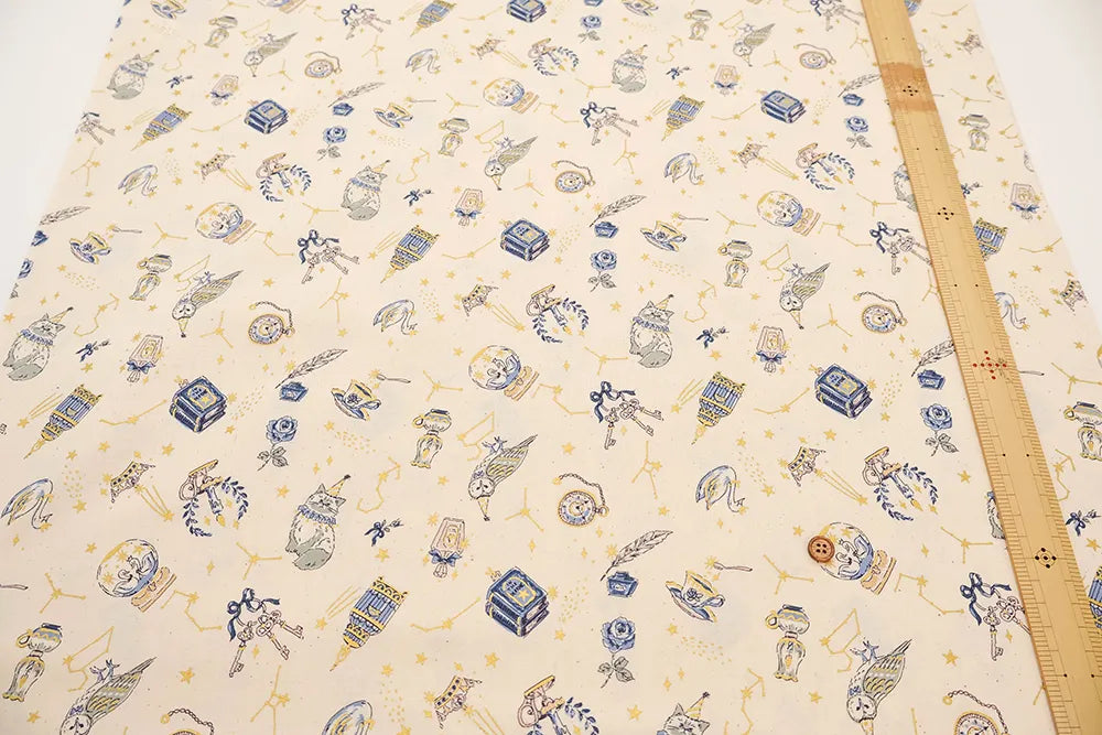 Cotton Sheeting printed Fabric - Constellations and Cats - nomura tailor