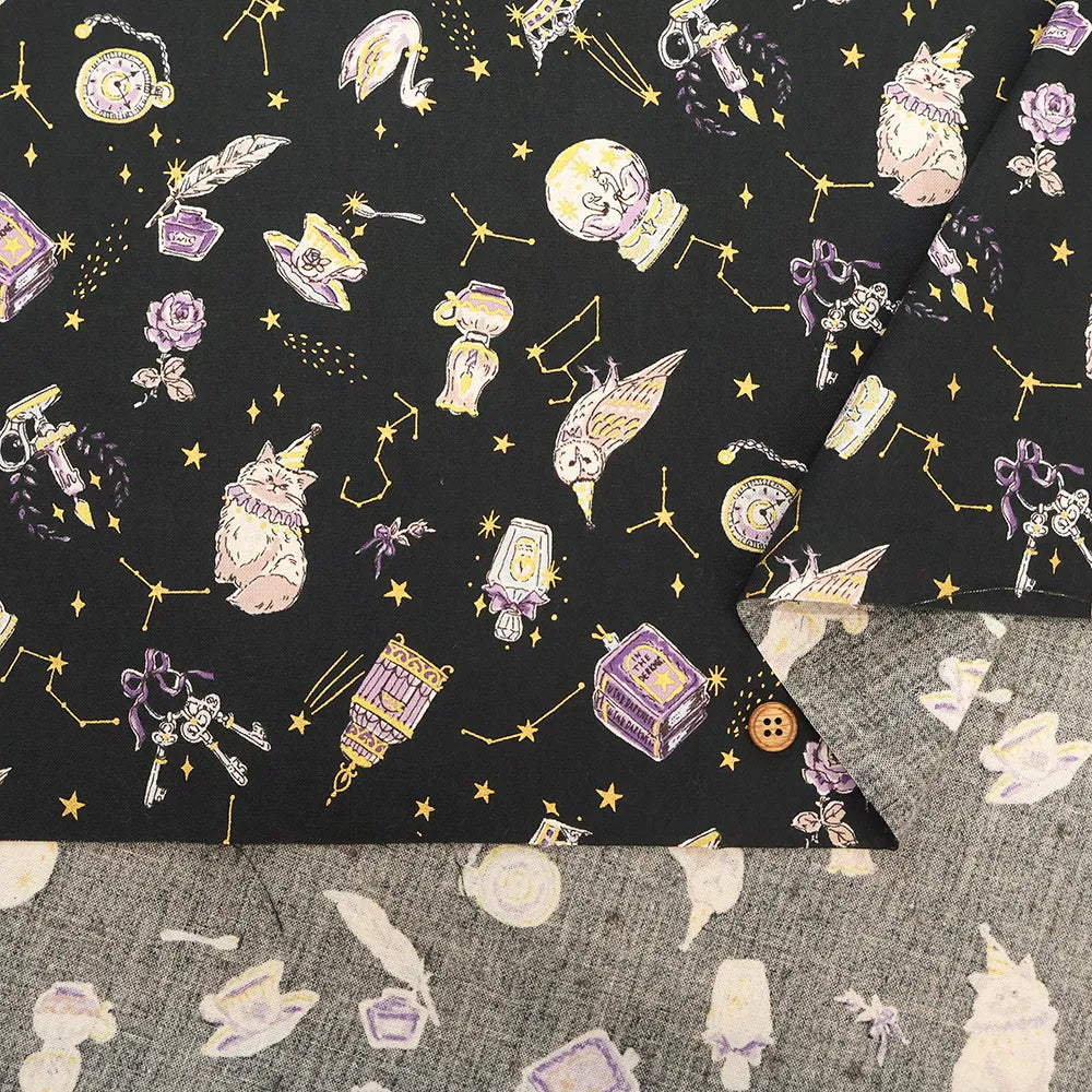 Cotton Sheeting printed Fabric - Constellations and Cats - nomura tailor
