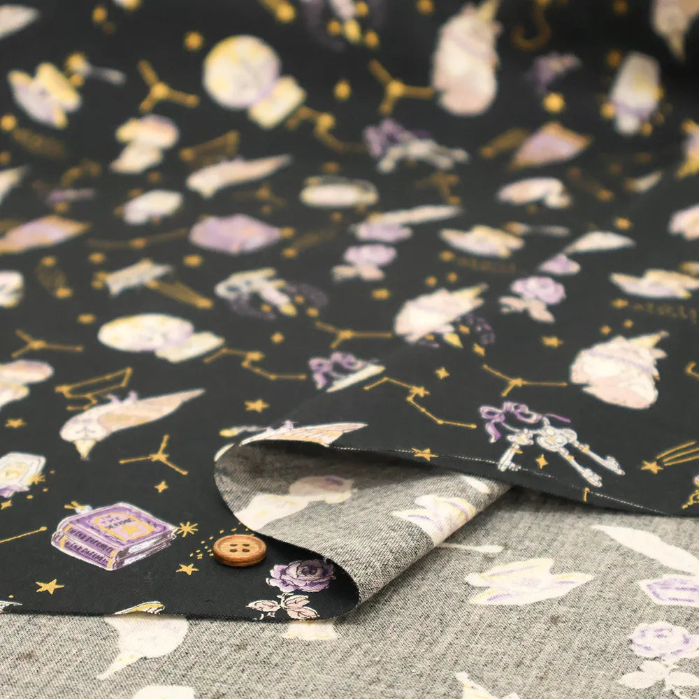 Cotton Sheeting printed Fabric - Constellations and Cats - nomura tailor