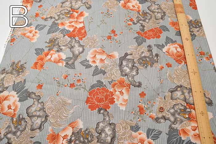 Cotton seating print fabric lion peony pattern - nomura tailor