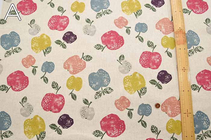 C/L Canvas Printed Fabric KNAP Apples - nomura tailor