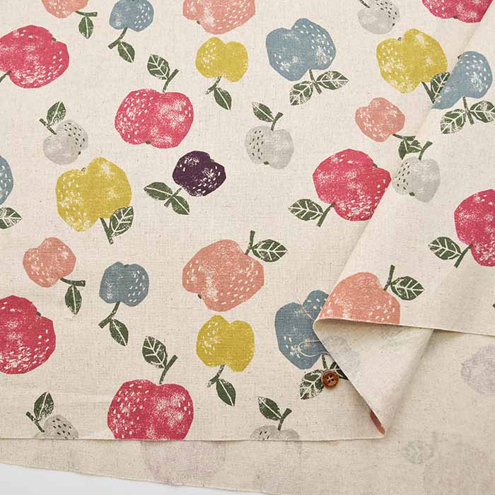 C/L Canvas Printed Fabric KNAP Apples - nomura tailor