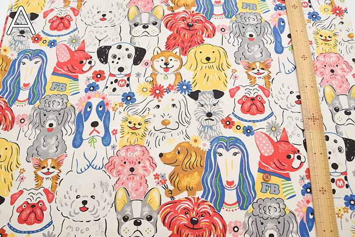 Cotton Ox Printed Fabric Powerful Animal Dog - nomura tailor