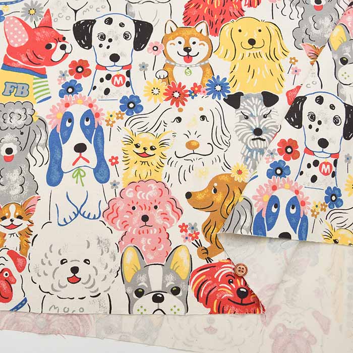 Cotton Ox Printed Fabric Powerful Animal Dog - nomura tailor