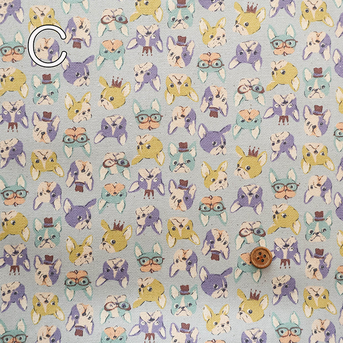 Cotton Oxford Fabric - Mini Print French Bulldog - nomura tailor