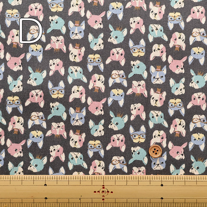 Cotton Oxford Fabric - Mini Print French Bulldog - nomura tailor