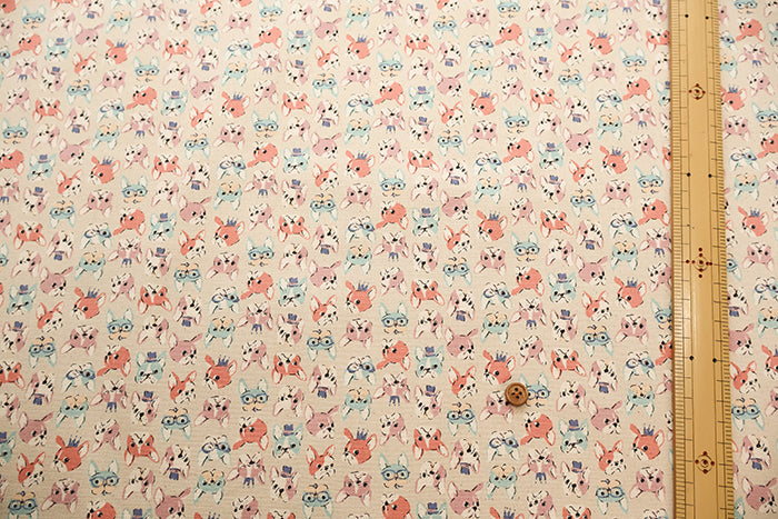 Cotton Oxford Fabric - Mini Print French Bulldog - nomura tailor