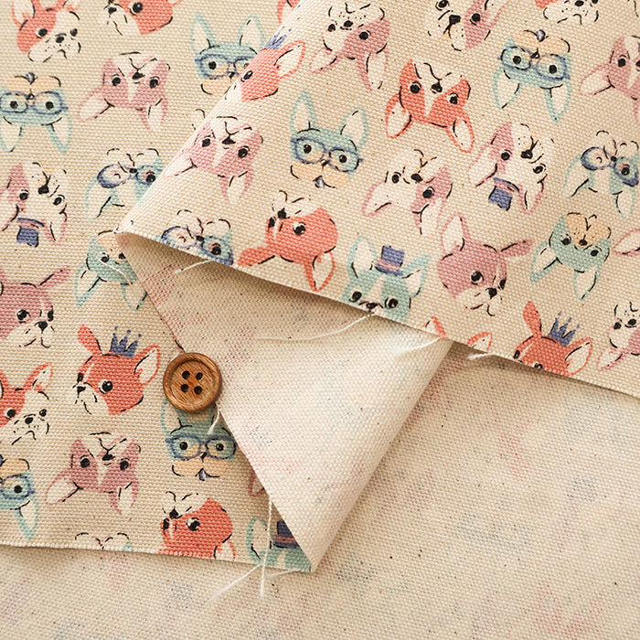 Cotton Oxford Fabric - Mini Print French Bulldog - nomura tailor