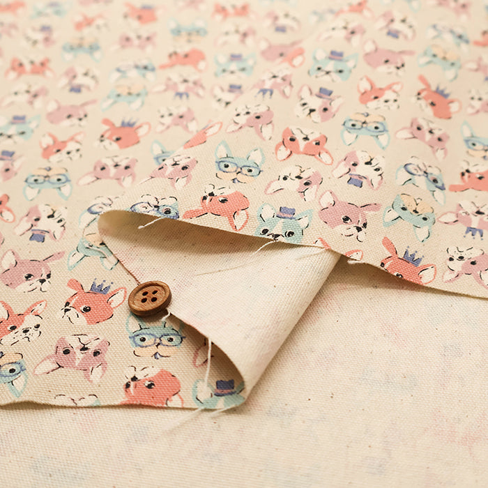 Cotton Oxford Fabric - Mini Print French Bulldog - nomura tailor