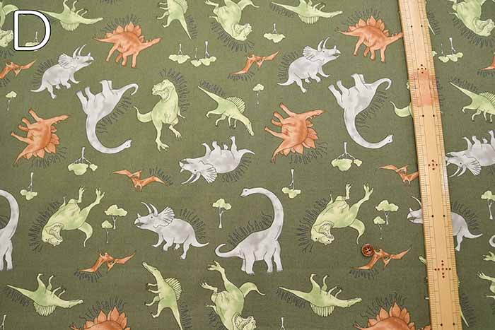 Cotton Ox Printed Fabric Shool boys Dinosaur - nomura tailor