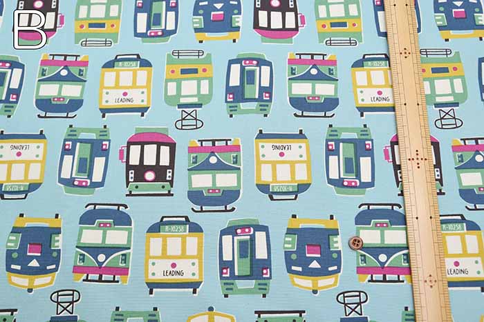 Cotton Ox Printed Fabric Retro Train - nomura tailor