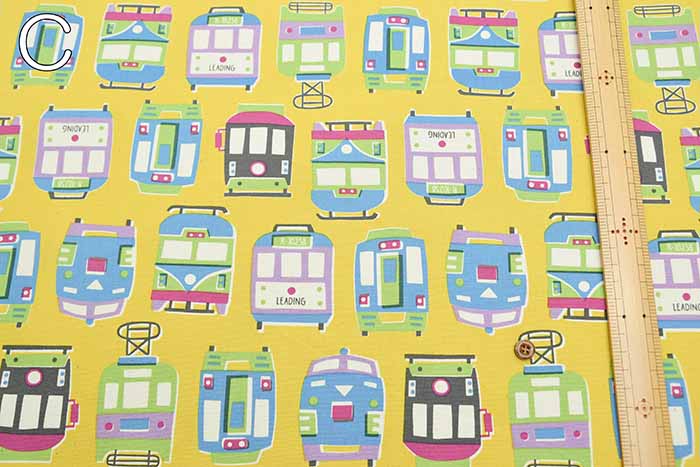 Cotton Ox Printed Fabric Retro Train - nomura tailor