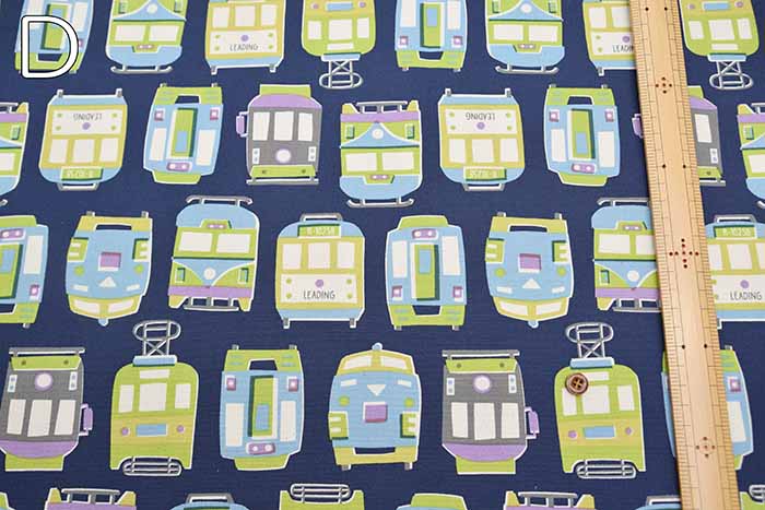 Cotton Ox Printed Fabric Retro Train - nomura tailor