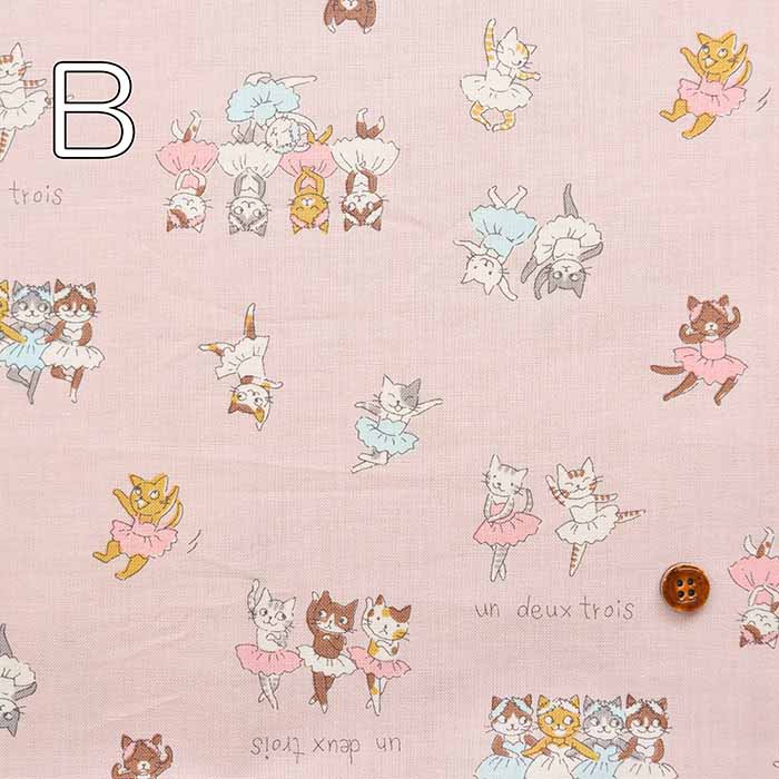 Cotton sheeting print fabric FunnyCat's Ballerina - nomura tailor