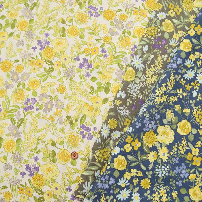 Cotton sheeting printed fabric Yellow Flower - nomura tailor