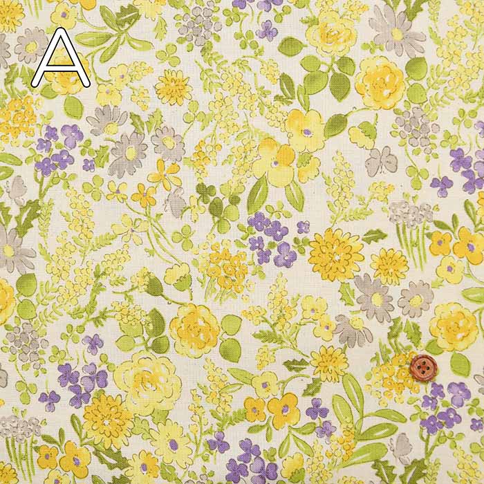 Cotton sheeting printed fabric Yellow Flower - nomura tailor