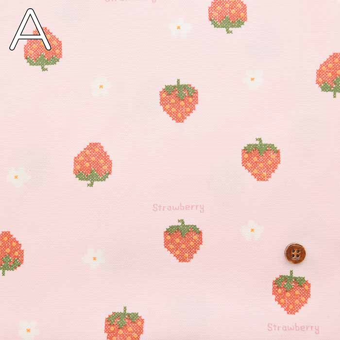 Cotton Ox Printed Fabric Petit embroidery Strawberry - nomura tailor