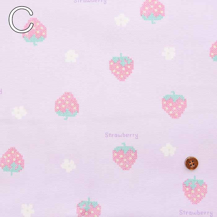 Cotton Ox Printed Fabric Petit embroidery Strawberry - nomura tailor