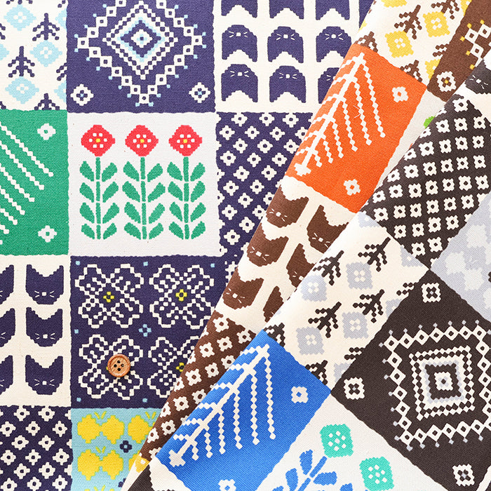 Cotton Oxford Fabric - Nordic Hugs Nordic Patchwork Style - nomura tailor