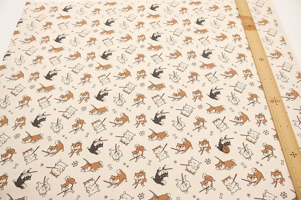 Cotton Oxford Printed Fabric - Refusal Dog - nomura tailor