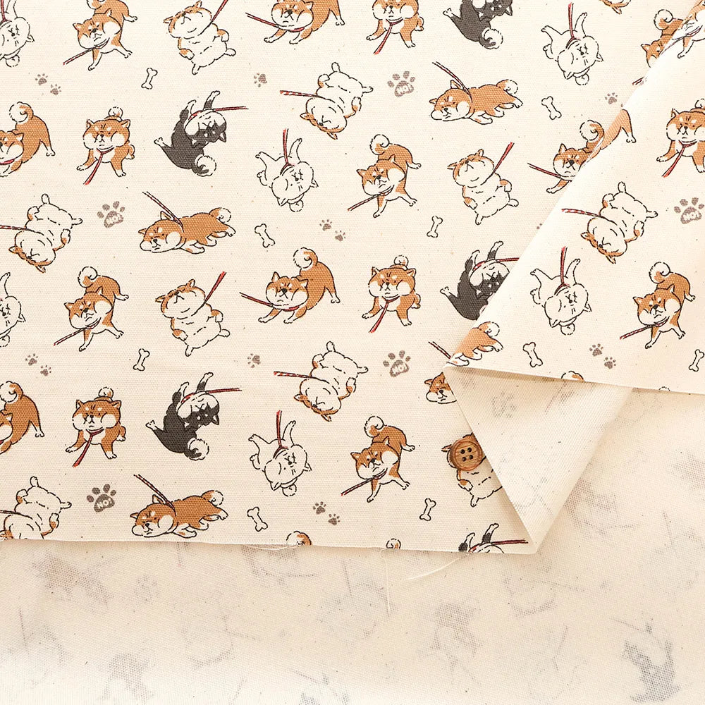 Cotton Oxford Printed Fabric - Refusal Dog - nomura tailor