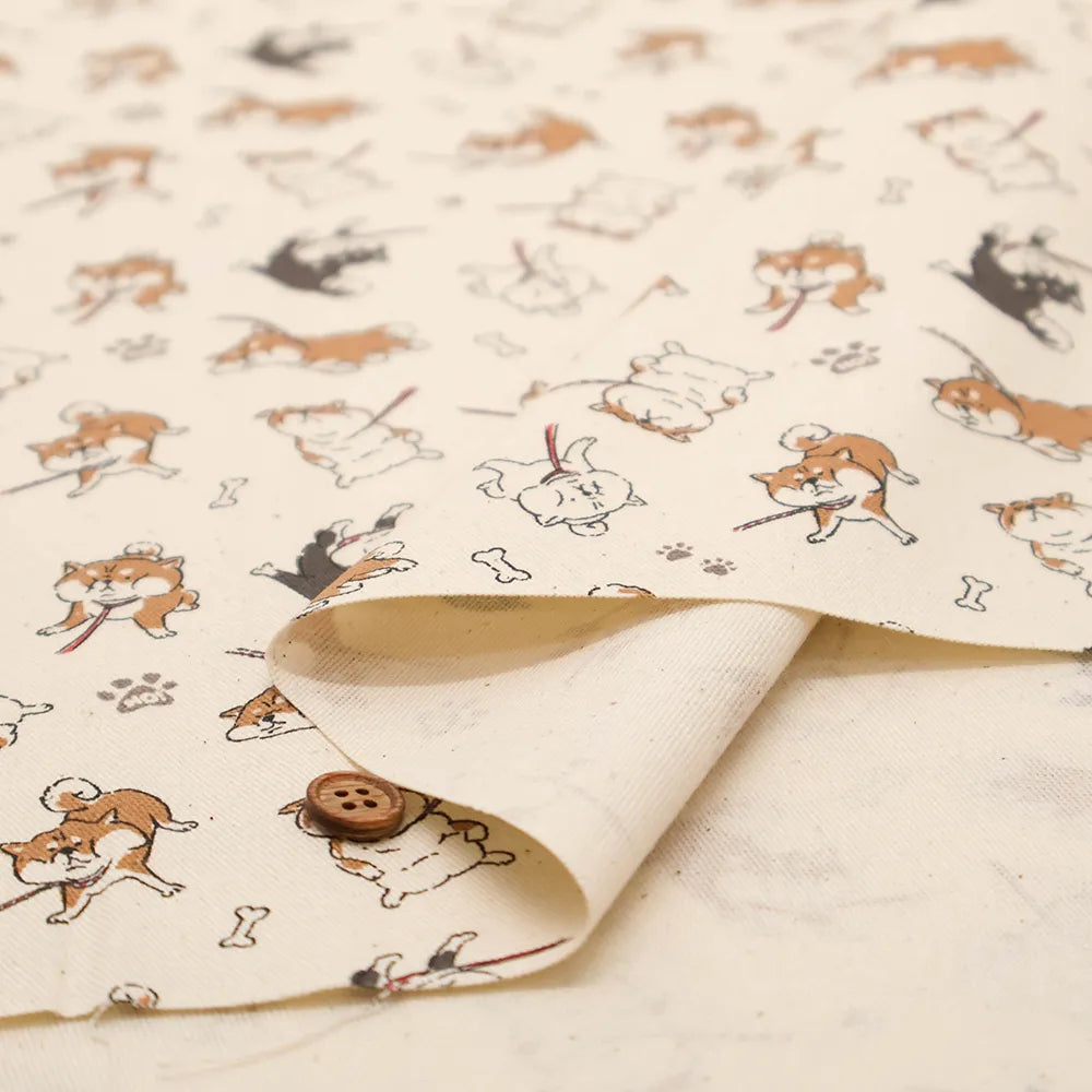 Cotton Oxford Printed Fabric - Refusal Dog - nomura tailor