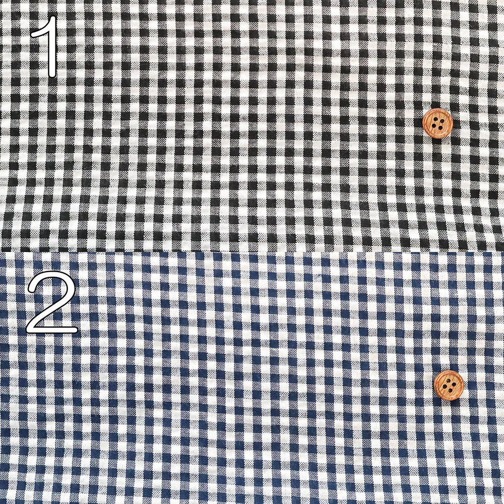 T/C Seersucker Check Printed Fabric - nomura tailor