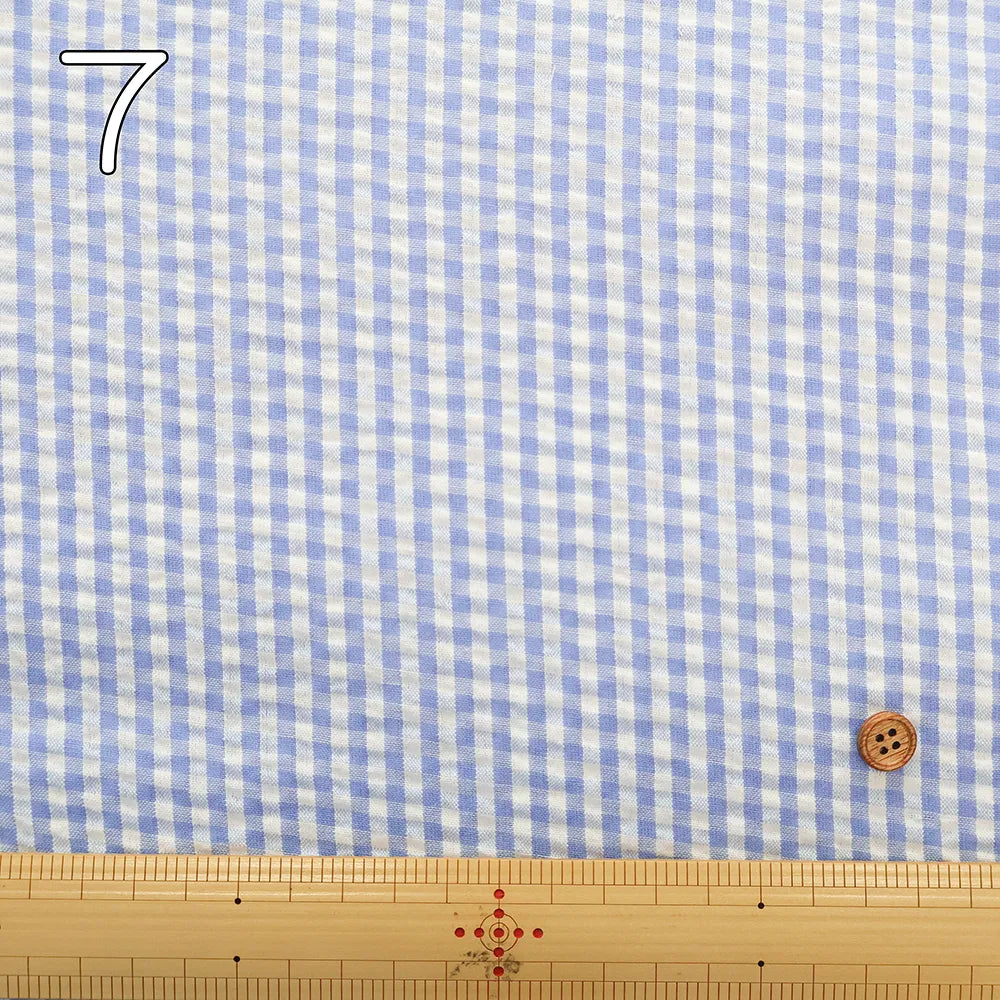 T/C Seersucker Check Printed Fabric - nomura tailor