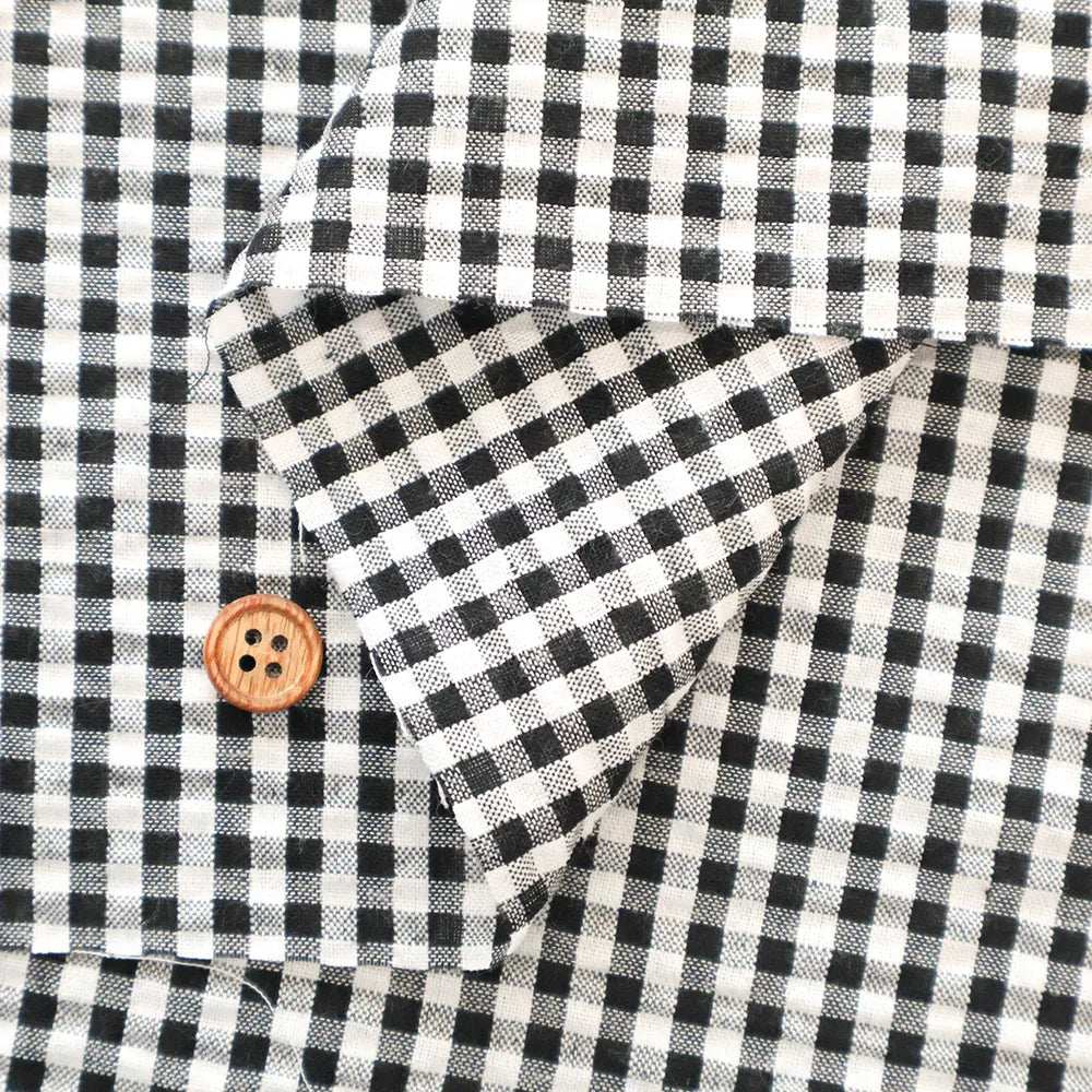 T/C Seersucker Check Printed Fabric - nomura tailor