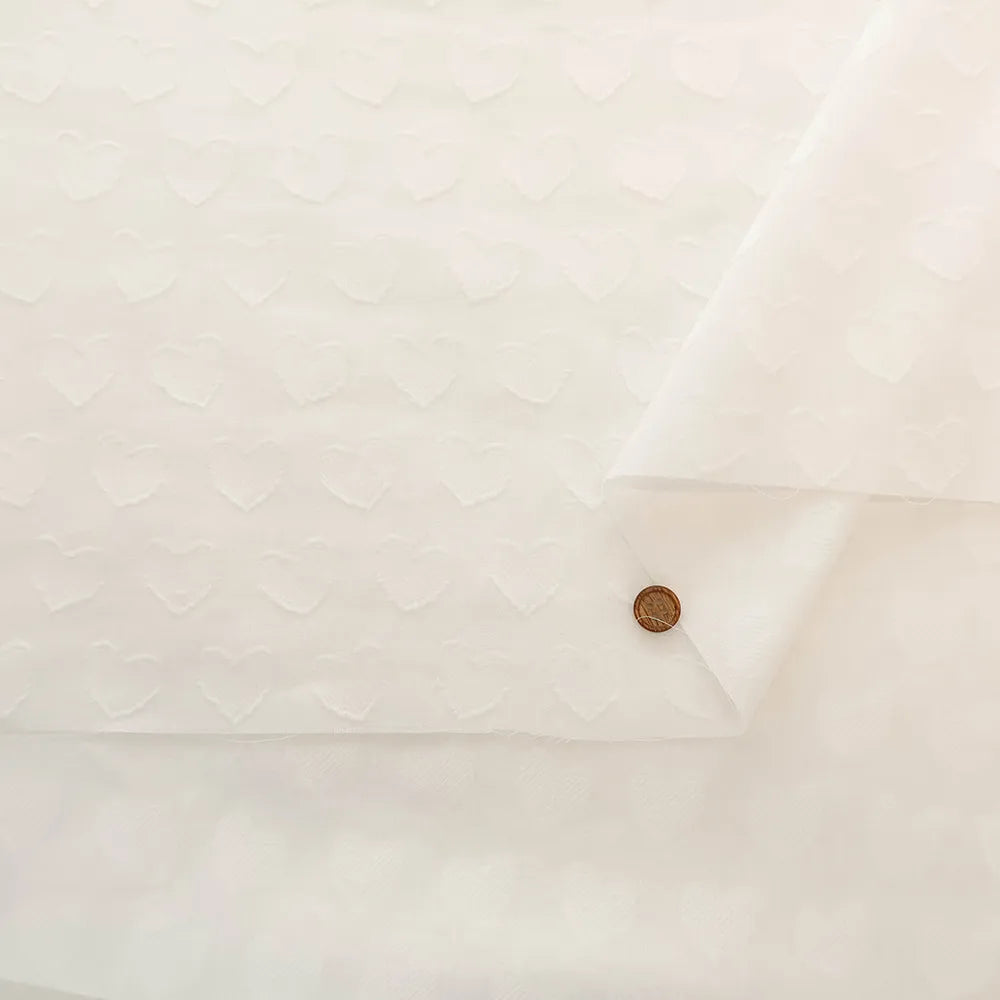 Cotton Cut Jacquard Fabric - Heart - nomura tailor