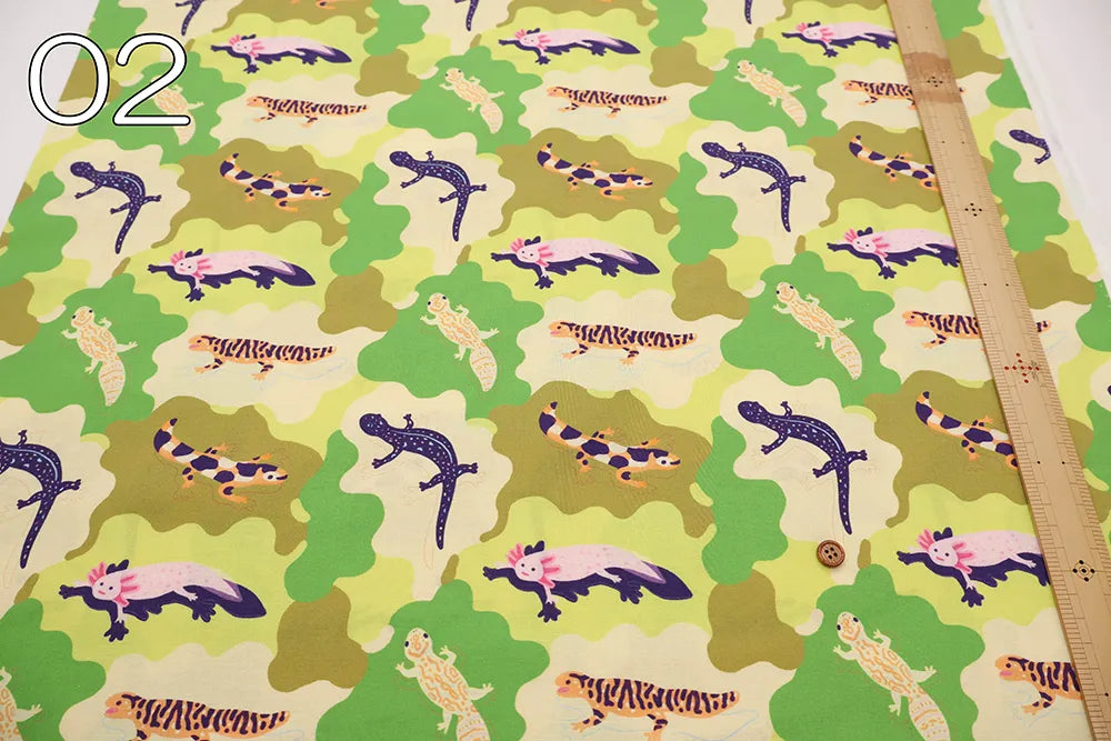 Made in Taiwan Cotton 20 Sheeting Inkjet-printed Fabric - Axolotls - nomura tailor