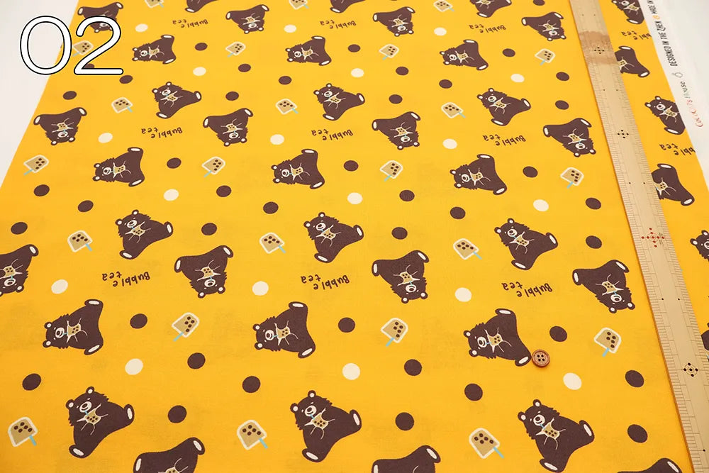 Made in Taiwan Cotton 20 Sheeting Inkjet-printed Fabric - Tapioca and Bears - nomura tailor