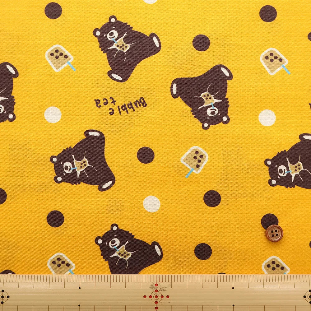 Made in Taiwan Cotton 20 Sheeting Inkjet-printed Fabric - Tapioca and Bears - nomura tailor