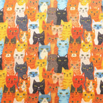 Made in Taiwan Cotton 20 Sheeting Inkjet-printed Fabric - Colorful Cat Faces - nomura tailor