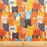 Made in Taiwan Cotton 20 Sheeting Inkjet-printed Fabric - Colorful Cat Faces - nomura tailor