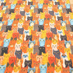 Made in Taiwan Cotton 20 Sheeting Inkjet-printed Fabric - Colorful Cat Faces - nomura tailor