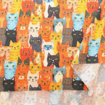 Made in Taiwan Cotton 20 Sheeting Inkjet-printed Fabric - Colorful Cat Faces - nomura tailor