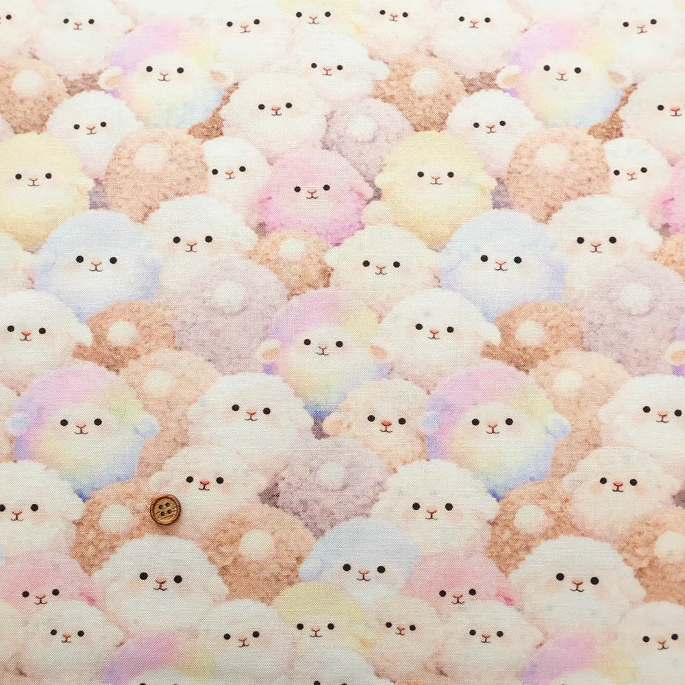 Made in Taiwan Cotton 20 Sheeting Inkjet-printed Fabric - Fluffy Sheep - nomura tailor