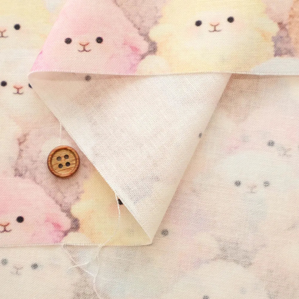 Made in Taiwan Cotton 20 Sheeting Inkjet-printed Fabric - Fluffy Sheep - nomura tailor