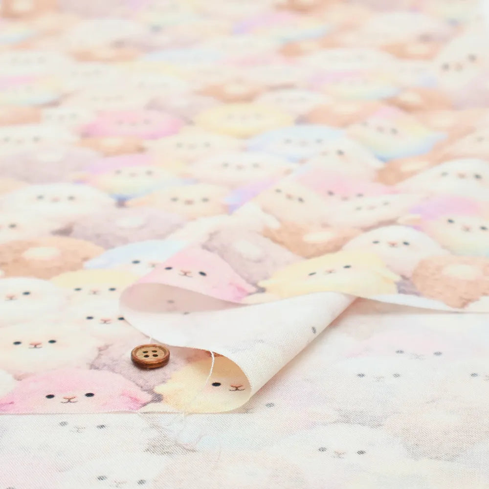 Made in Taiwan Cotton 20 Sheeting Inkjet-printed Fabric - Fluffy Sheep - nomura tailor
